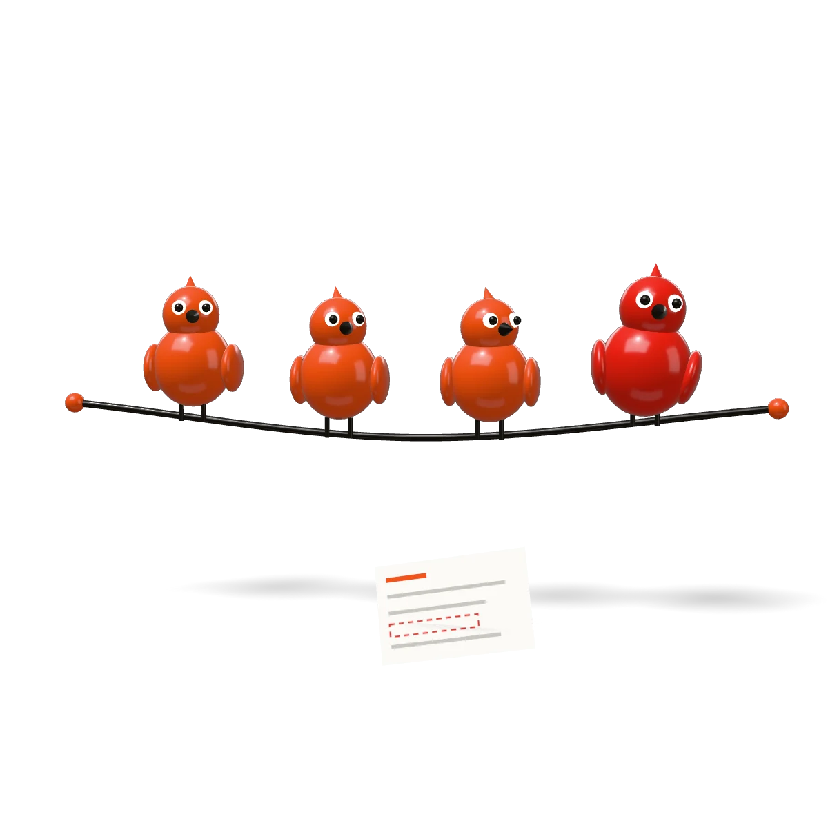 De harness-module van voren: drie canary-lampjes oranje, het vierde rood.